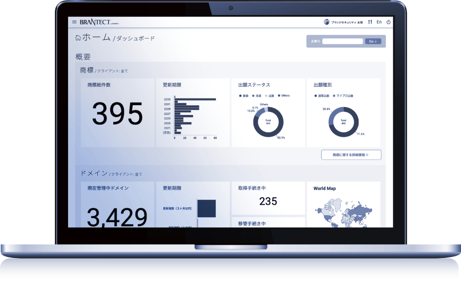 BRANTECT byGMO 商標管理ダッシュボード